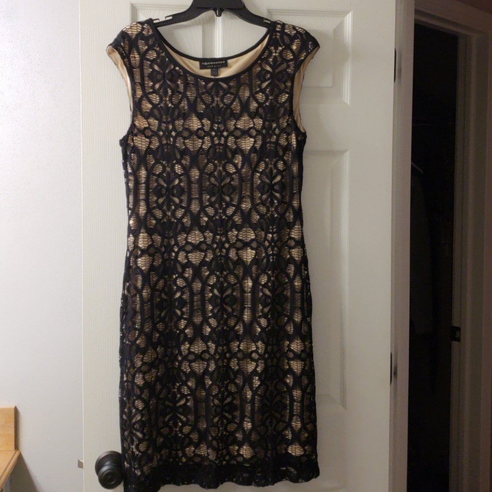 Connected apparel  Black lace illusion dress